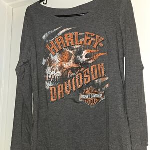 Harley-Davidson Dark Gray Long Sleeve with Orange Skull Design
